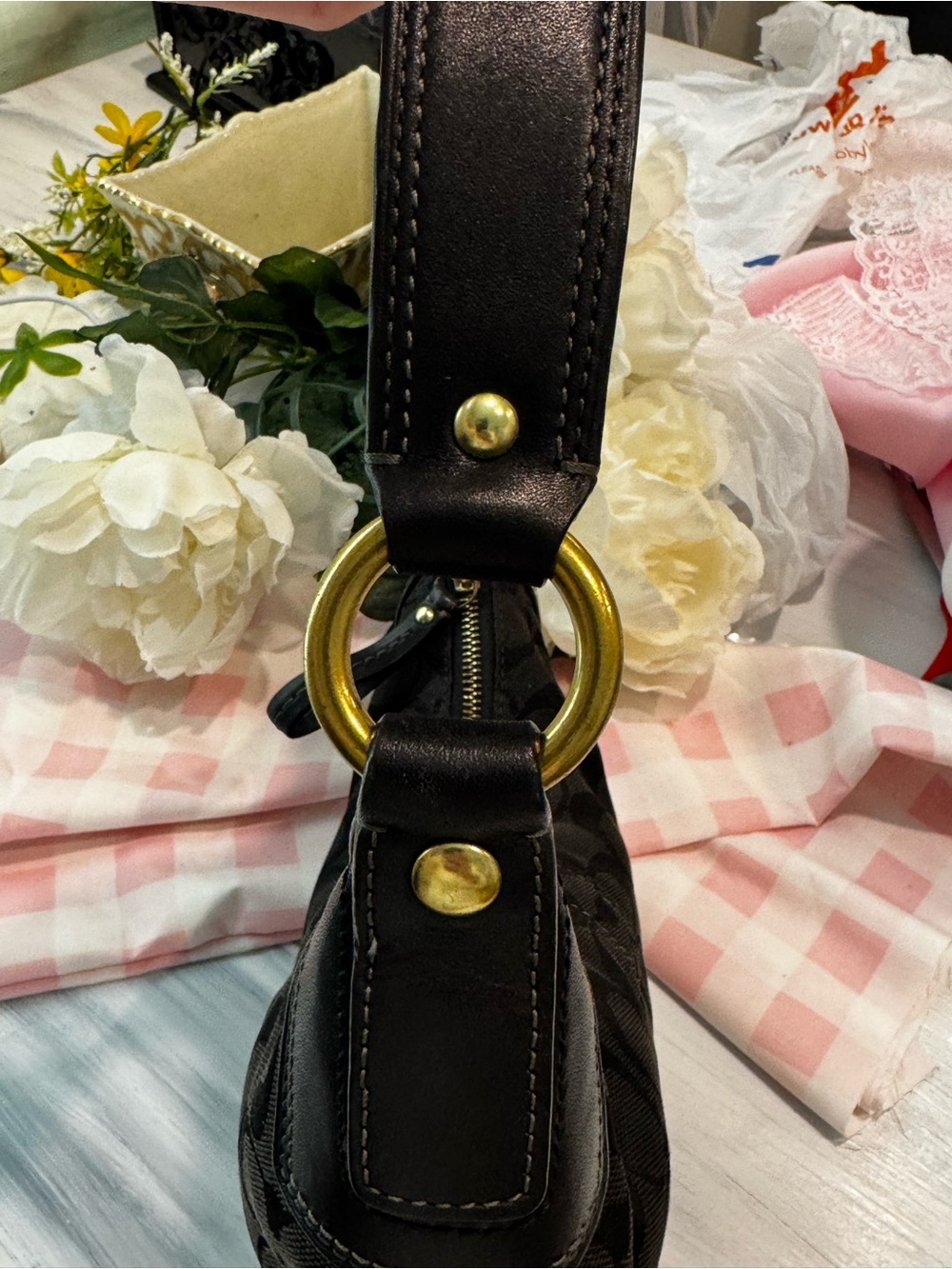 Coach Black Signature Crescent Hobo with Gold Hardware - Picture 4 of 8